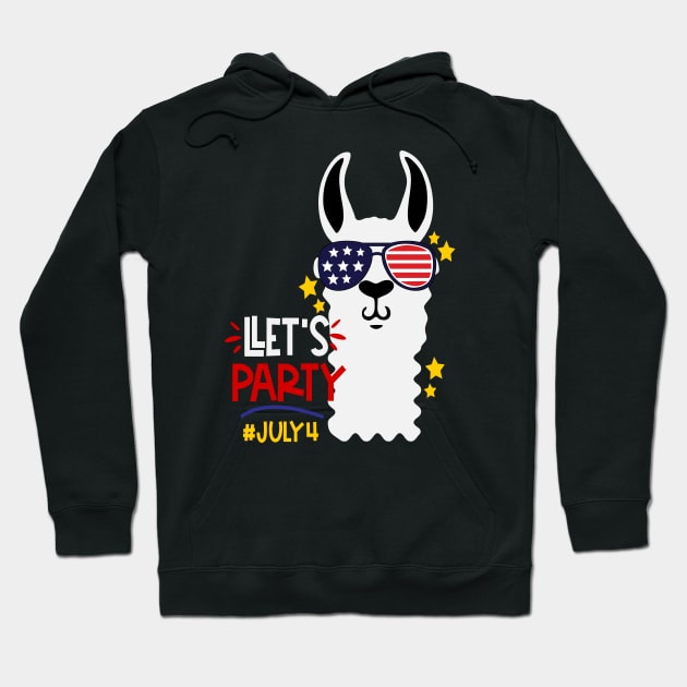Funny Llama Let's Party 4th Of July Gift Hoodie by Ramadangonim